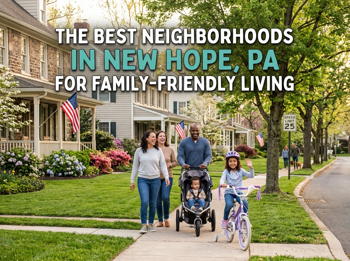 Discover the top family-friendly neighborhoods in New Hope, PA. Explore safe communities, great schools, and scenic parks for your family. Find your home!
