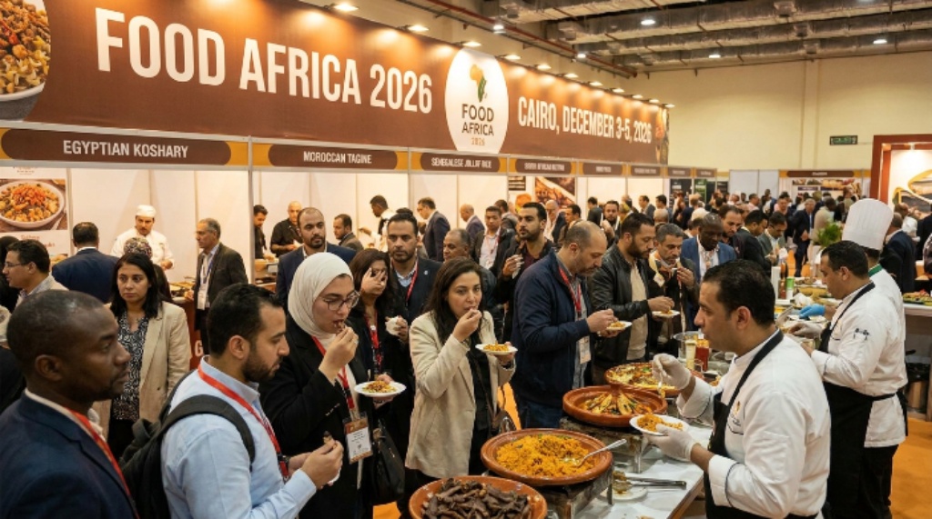 Visitors tasting food at Food Africa exhibition floor December 2026